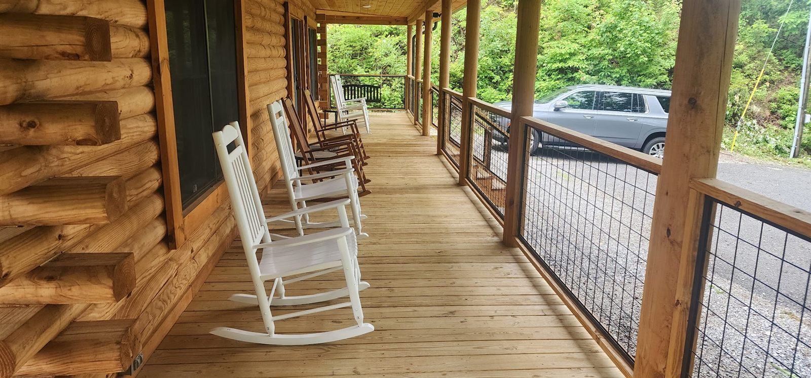 Rocking chairs on the wraparound porch