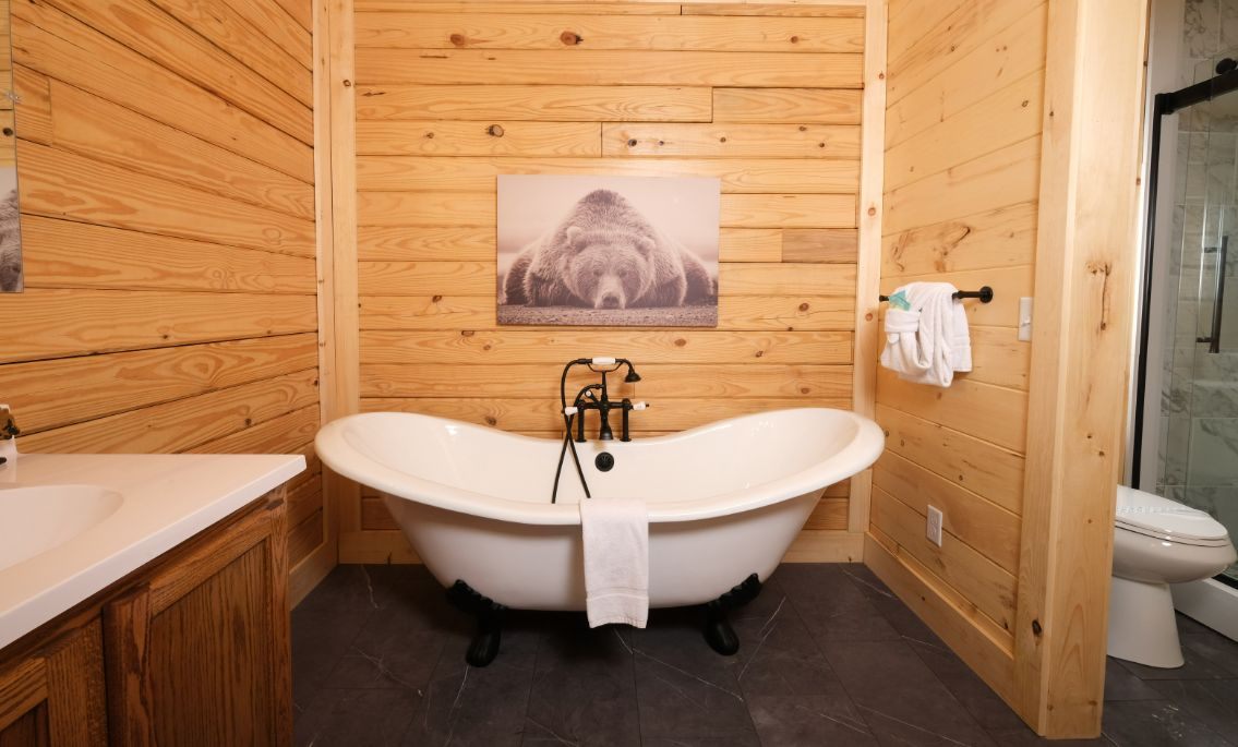 Claw-foot tub in the primary bath